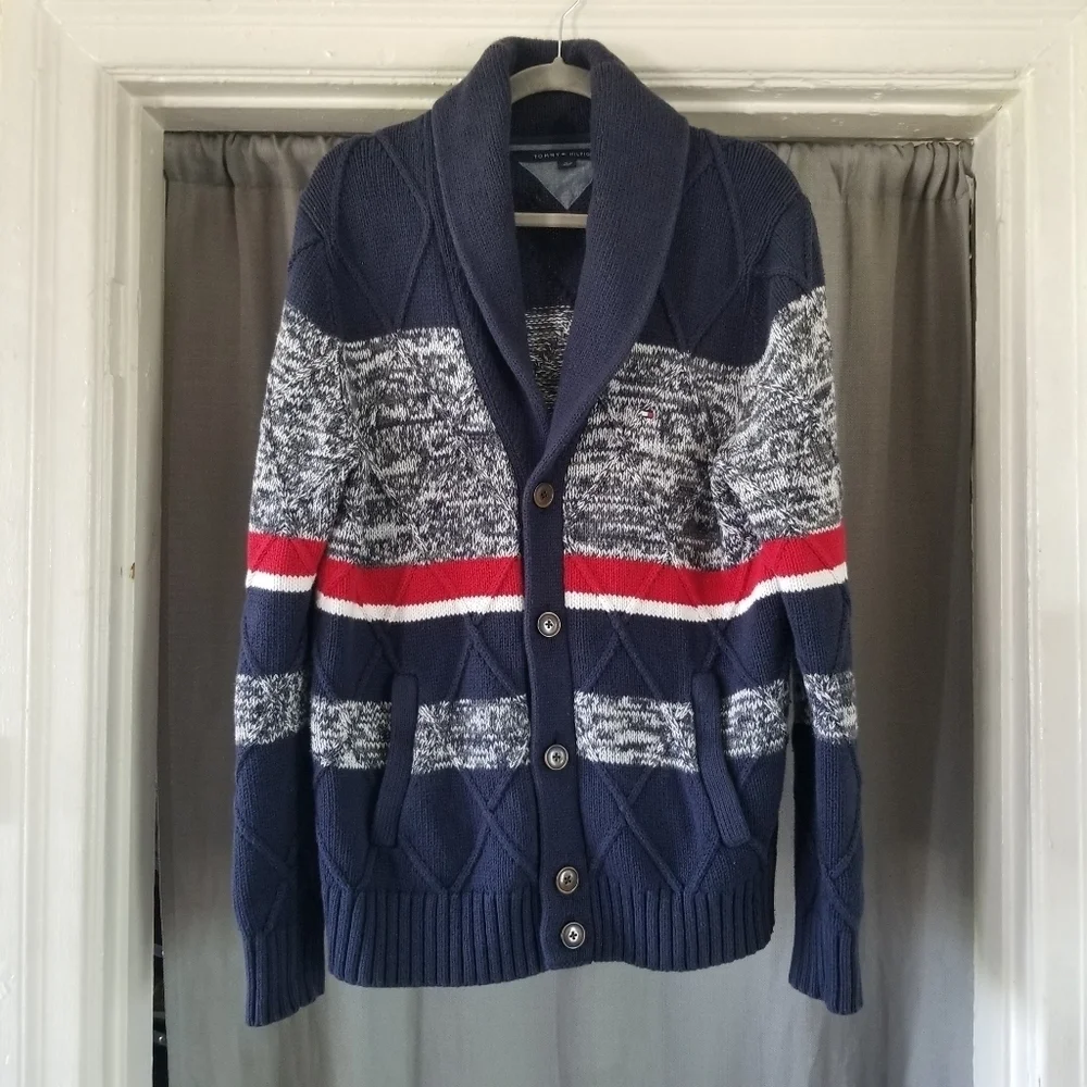 Vintage Tommy Hilfiger | 100% Cotton Flag Nordic Cardigan